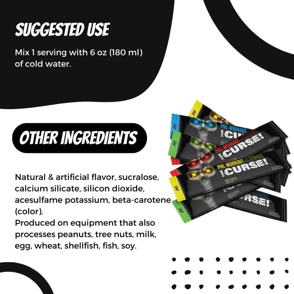 [1 serving] JNX Sports, The Curse! Pre Workout - The Ripper! Fat Burner - The Shadow! HardCore Preworkout Sample