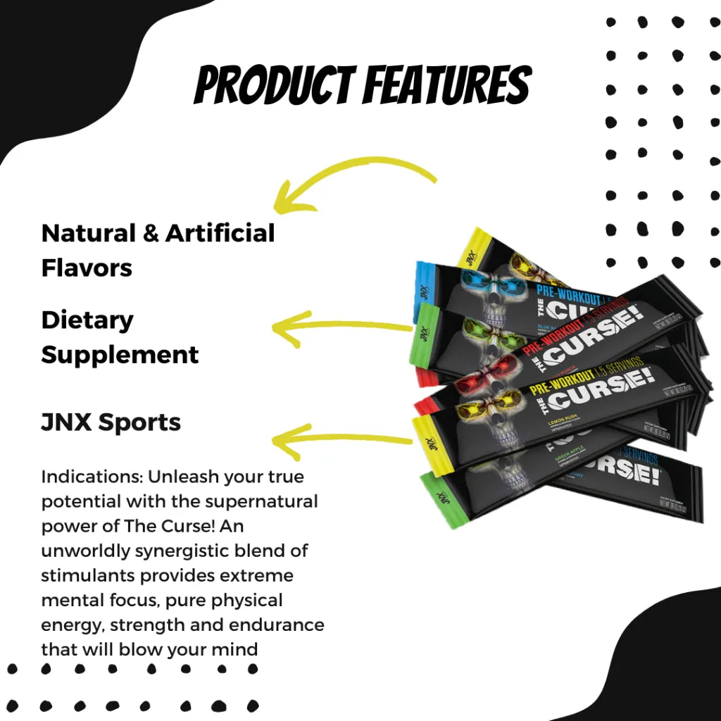 [1 serving] JNX Sports, The Curse! Pre Workout - The Ripper! Fat Burner - The Shadow! HardCore Preworkout Sample