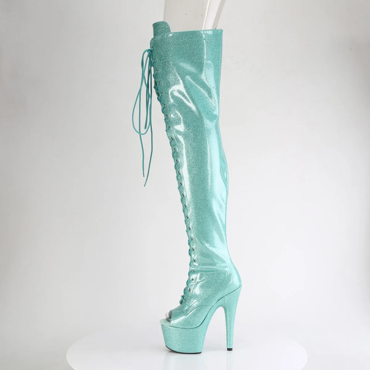 ADORE-3021GP Pleaser Aqua Glitter Sexy Platform Shoes (Pole Dancing Heels)