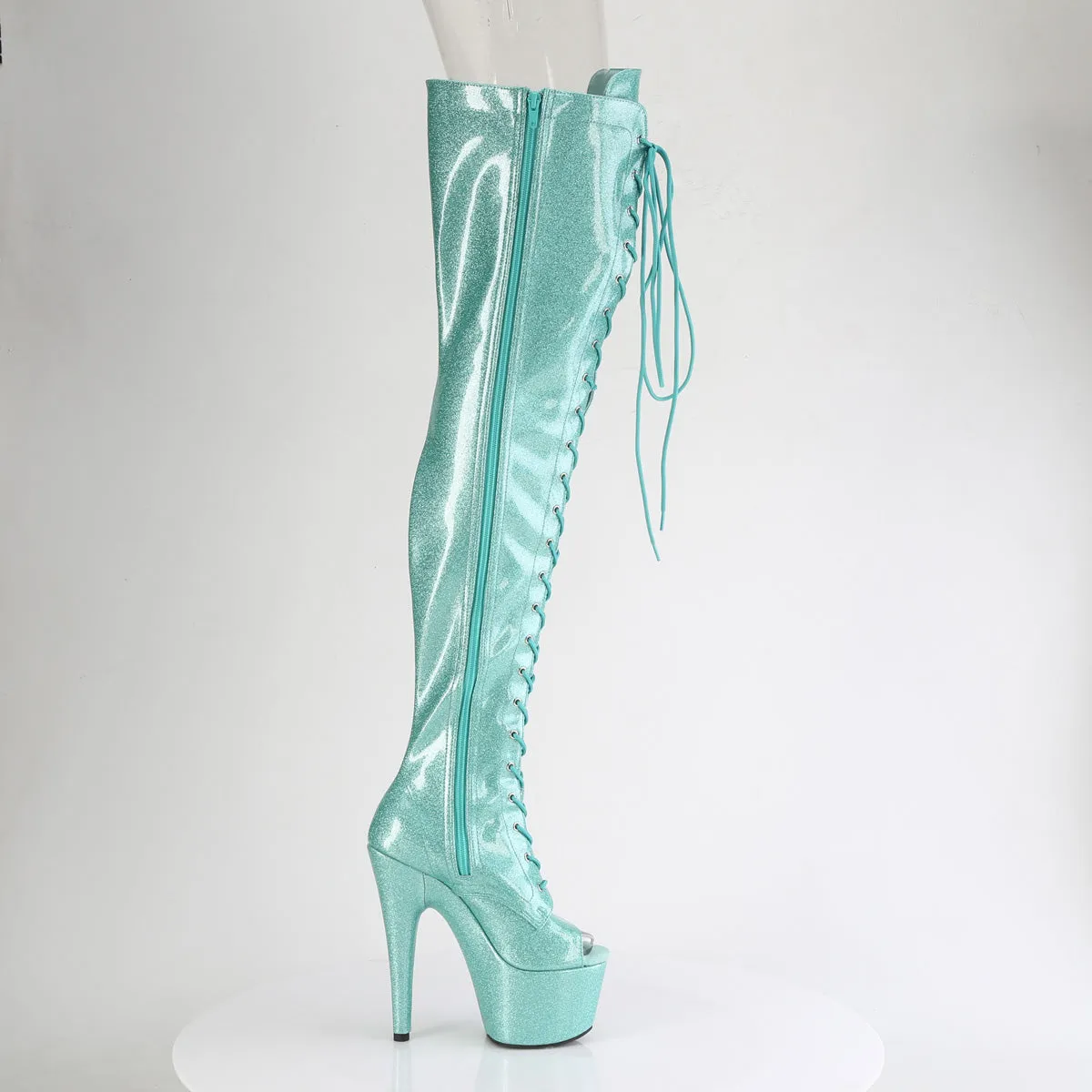 ADORE-3021GP Pleaser Aqua Glitter Sexy Platform Shoes (Pole Dancing Heels)