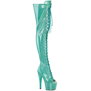 ADORE-3021GP Pleaser Aqua Glitter Sexy Platform Shoes (Pole Dancing Heels)