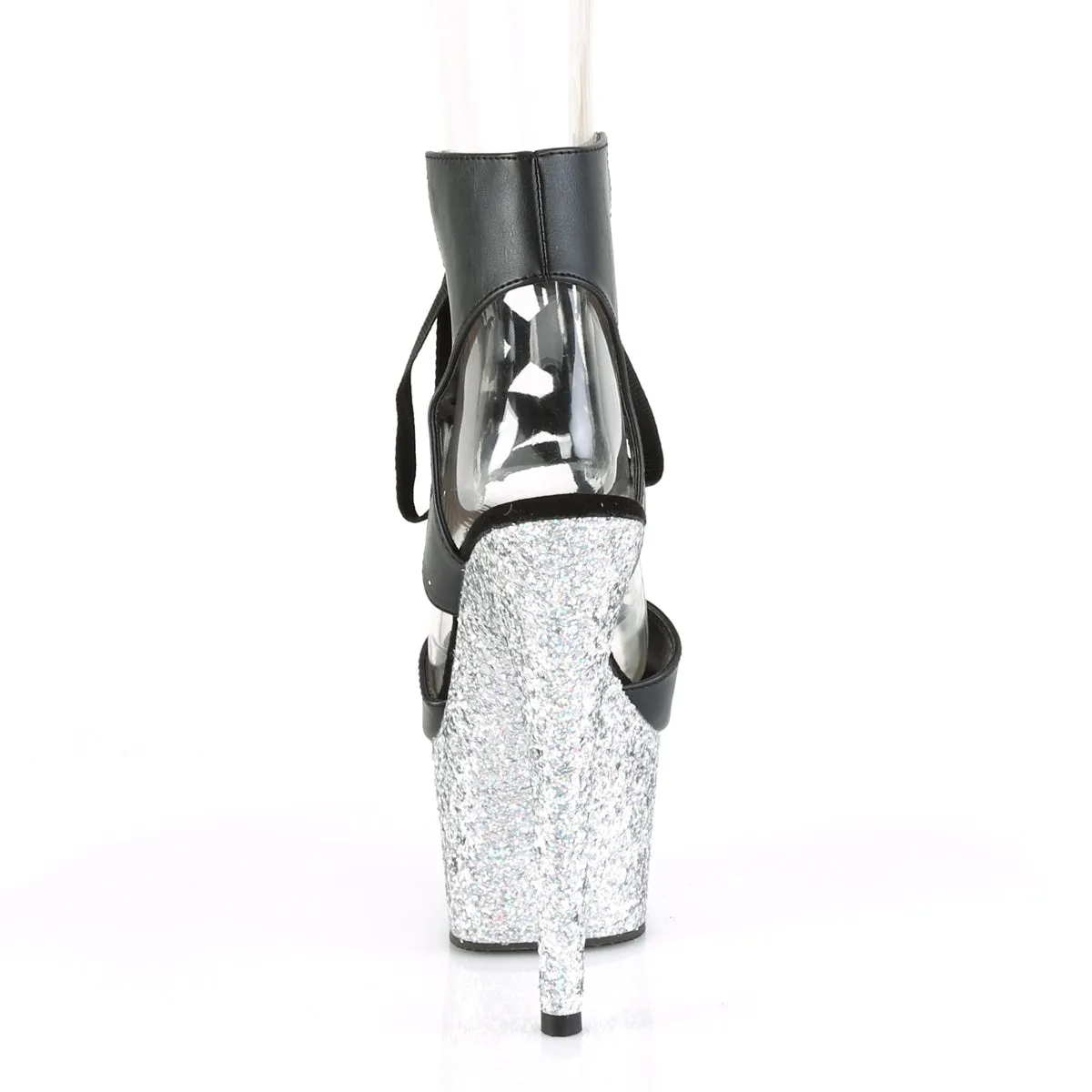 ADORE-700-14LG Pleaser Black Faux Leather Sexy Platform Shoes (Pole Dancing Heels)
