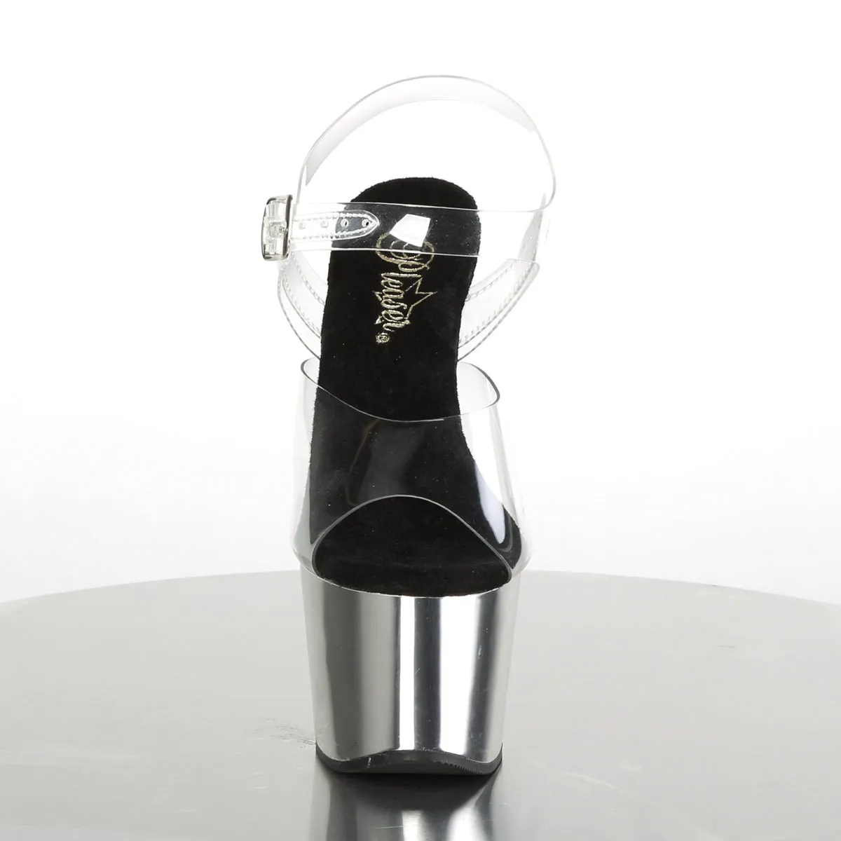 ADORE-708 Pleaser Clear/Silver Chrome Sexy Platform Shoes (Pole Dancing Heels)