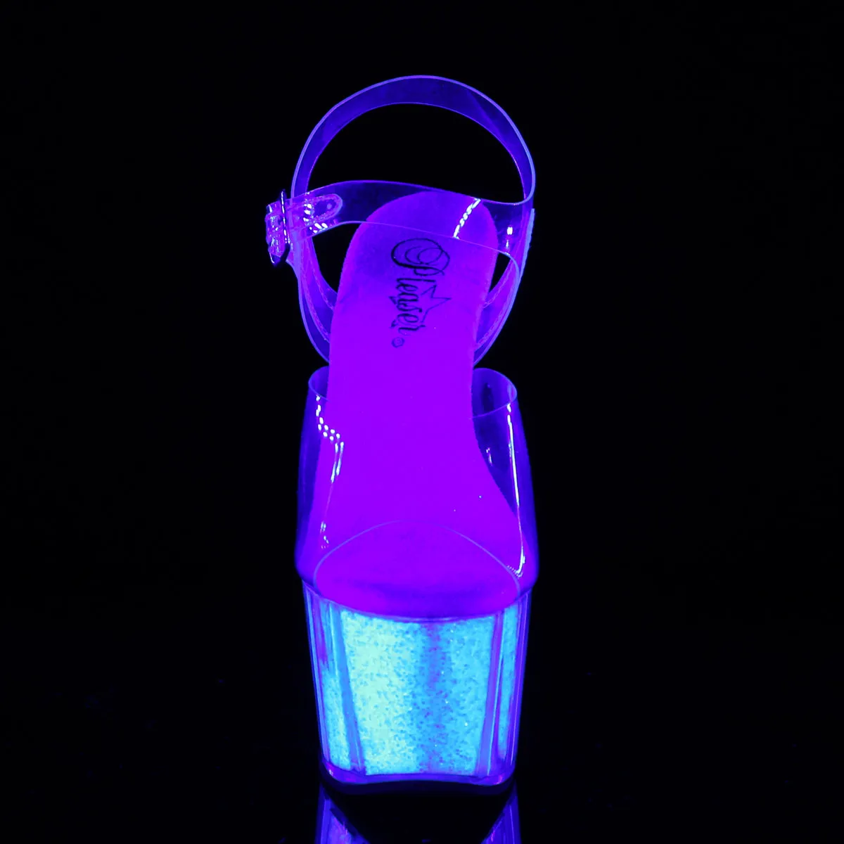 ADORE-708UVG Pleaser Clear/Neon Opal Glitter Sexy Platform Shoes (Pole Dancing Heels)