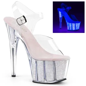 ADORE-708UVG Pleaser Clear/Neon Opal Glitter Sexy Platform Shoes (Pole Dancing Heels)