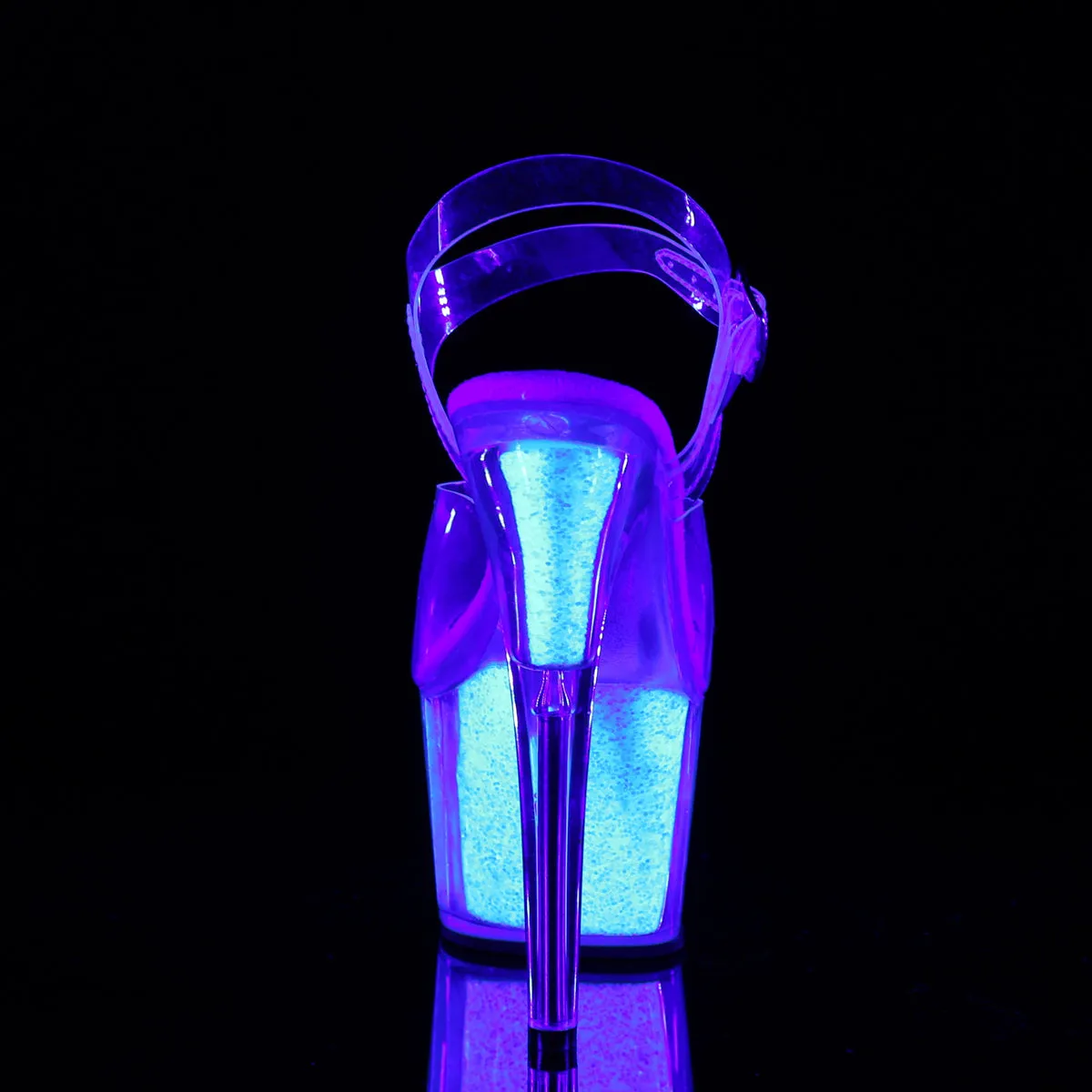 ADORE-708UVG Pleaser Clear/Neon Opal Glitter Sexy Platform Shoes (Pole Dancing Heels)