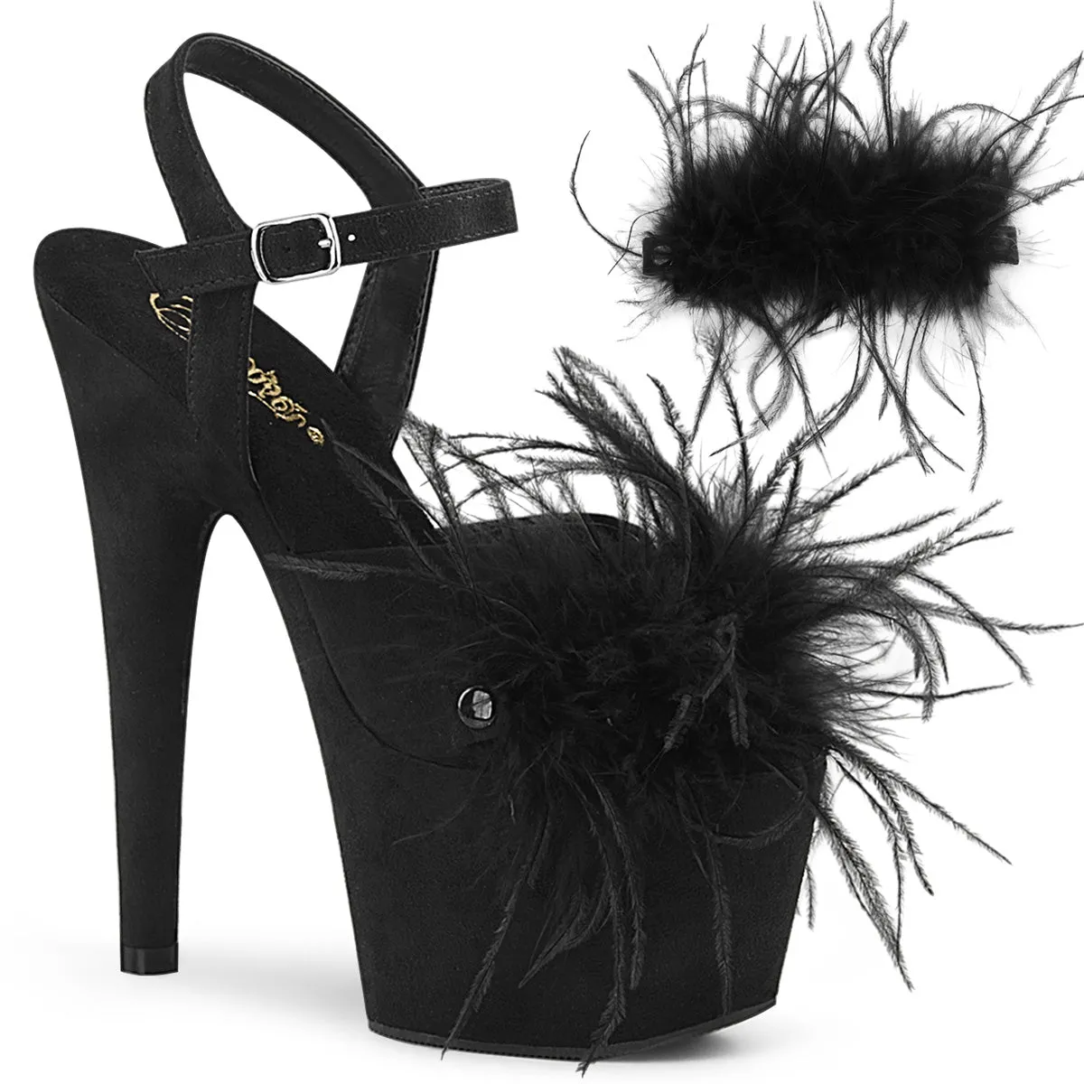 ADORE-709F Pleaser Black Faux Suede Sexy Platform Shoes (Pole Dancing Heels)