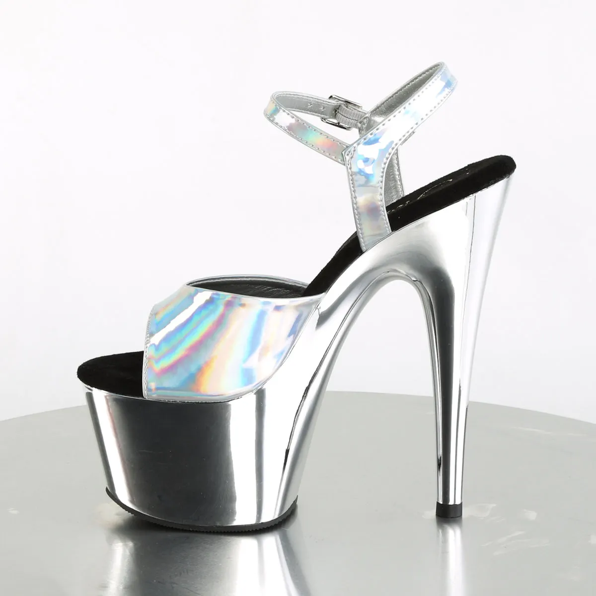 ADORE-709HGCH Pleaser Silver Hologram Sexy Platform Shoes (Pole Dancing Heels)