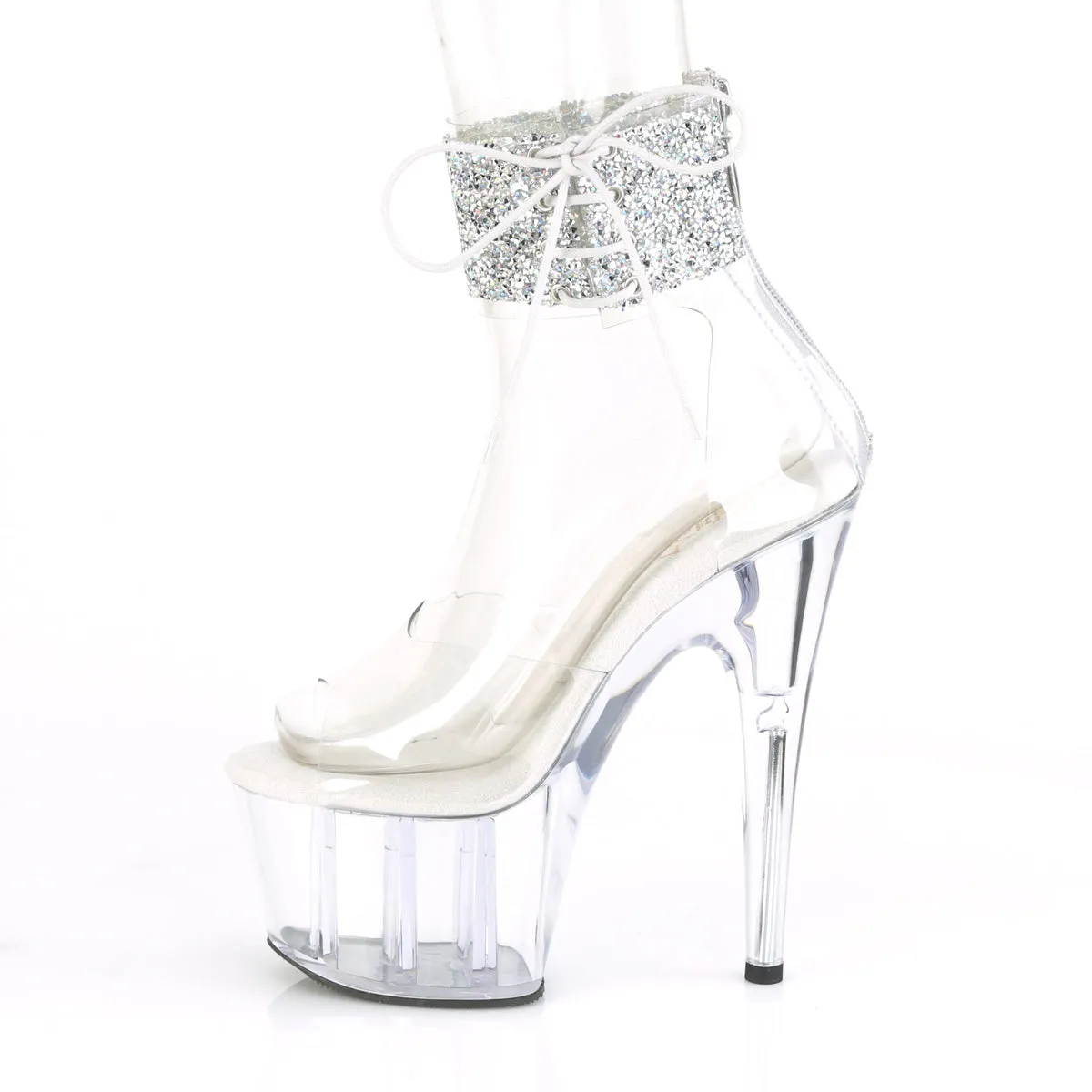 ADORE-724RS-02 Pleaser Clear/Silver Sexy Platform Shoes (Pole Dancing Heels)