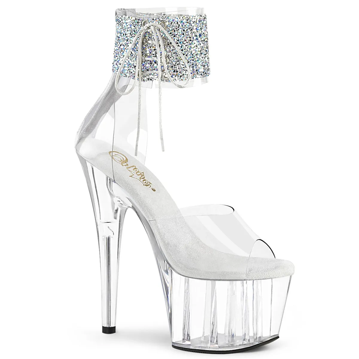 ADORE-724RS-02 Pleaser Clear/Silver Sexy Platform Shoes (Pole Dancing Heels)