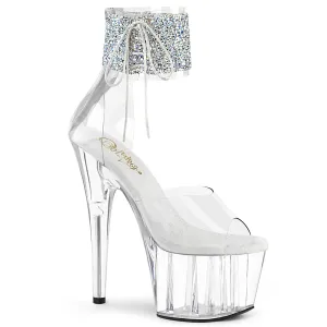 ADORE-724RS-02 Pleaser Clear/Silver Sexy Platform Shoes (Pole Dancing Heels)