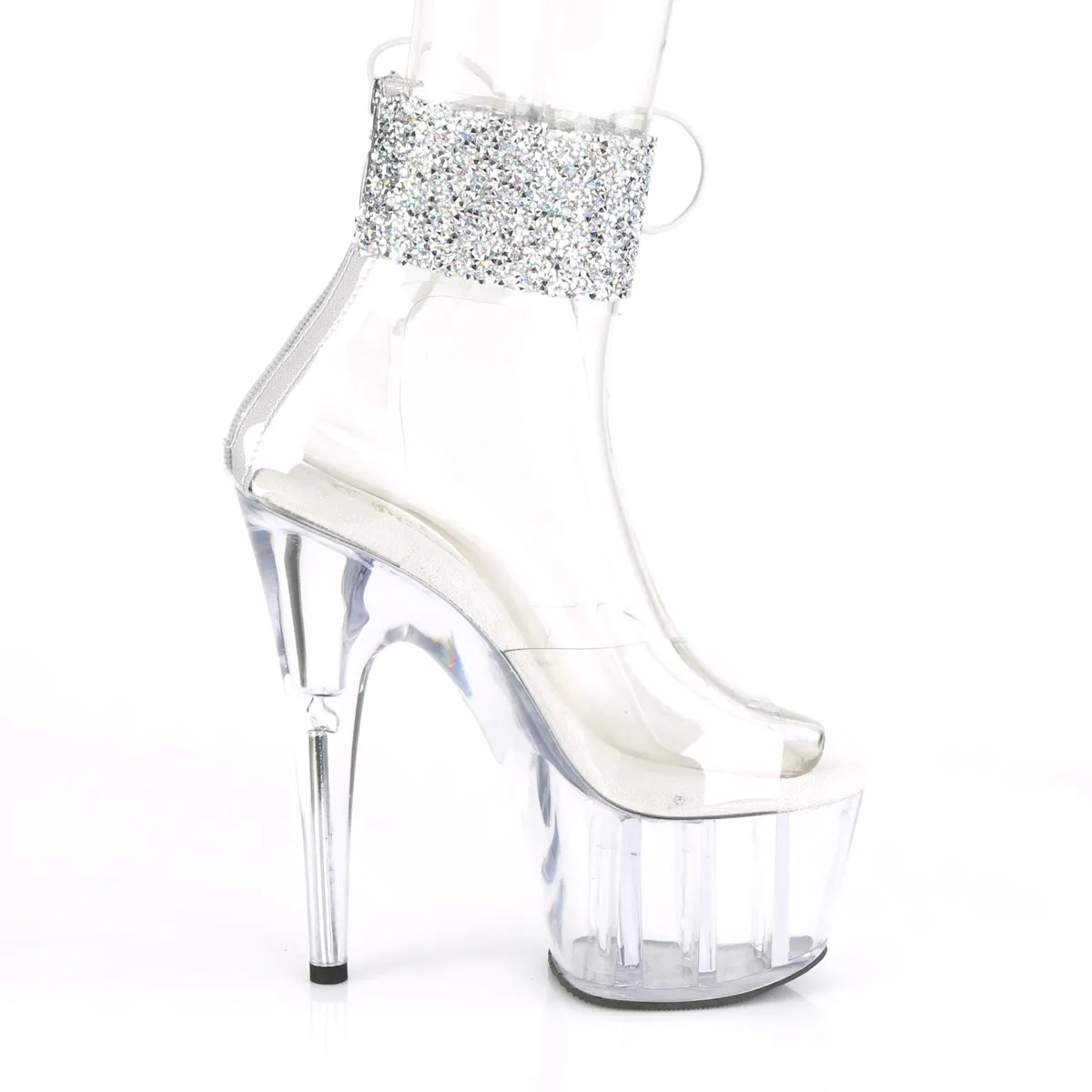 ADORE-724RS-02 Pleaser Clear/Silver Sexy Platform Shoes (Pole Dancing Heels)