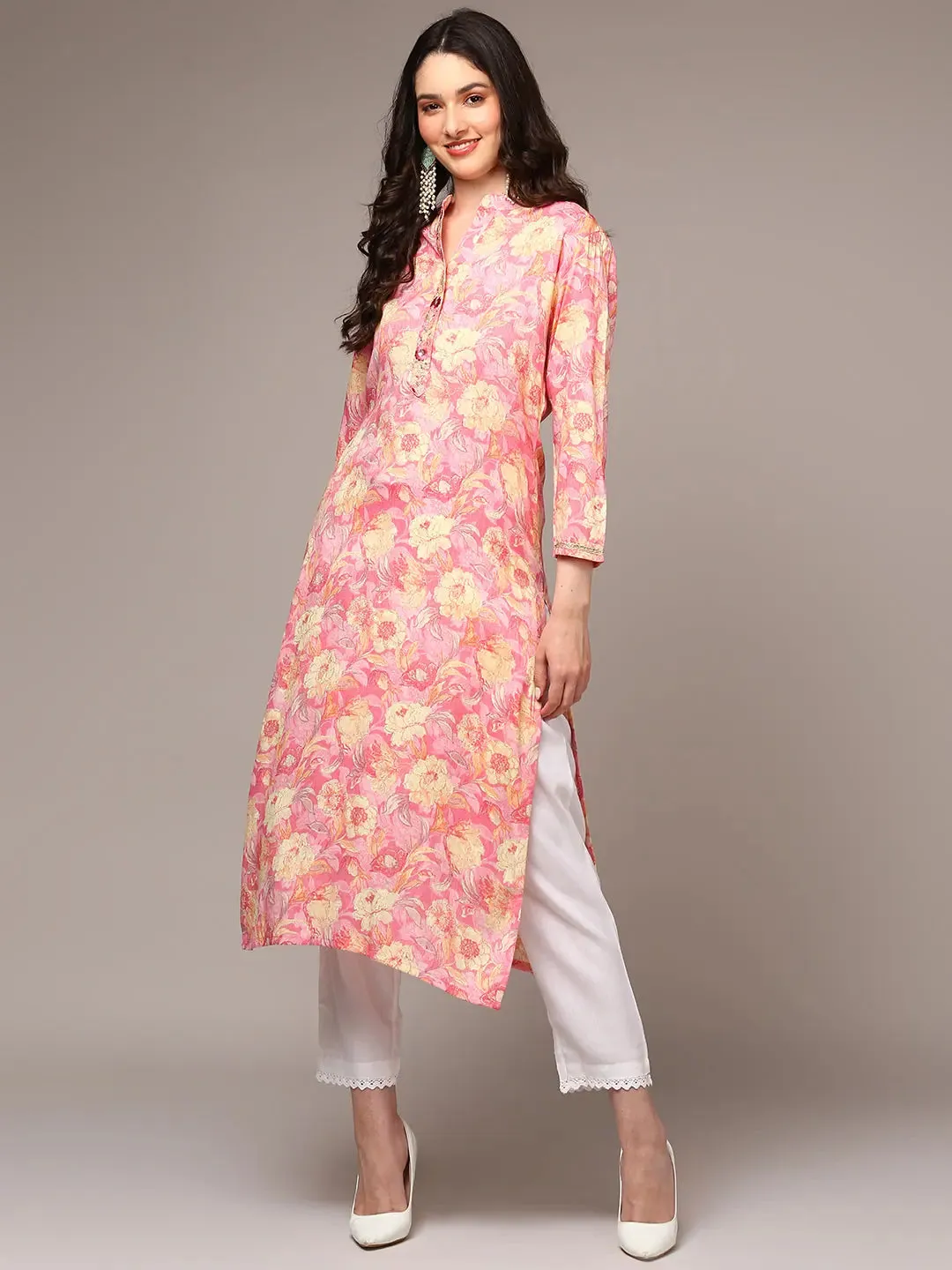 Ahika Women Pink Viscose Rayon Floral Printed VCK9520