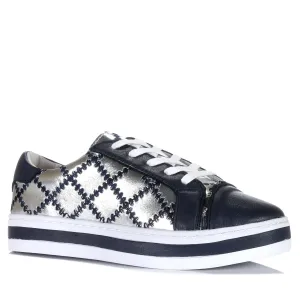 Alfie & Evie Pleat Deep Ocean/Silver