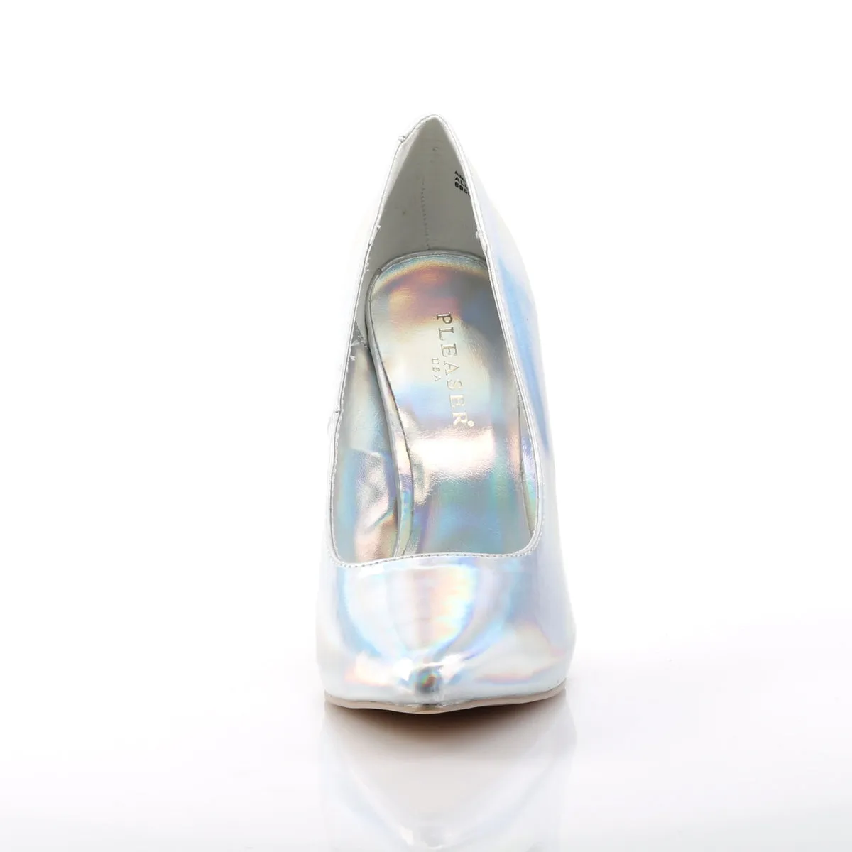 AMUSE-20 Pleaser Silver Hologram Sexy Single Sole Shoes (Fetish Footwear)