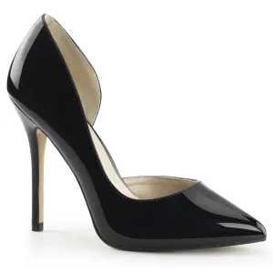 AMUSE-22 Pleaser Black Patent Sexy Single Sole Shoes (Fetish Footwear)