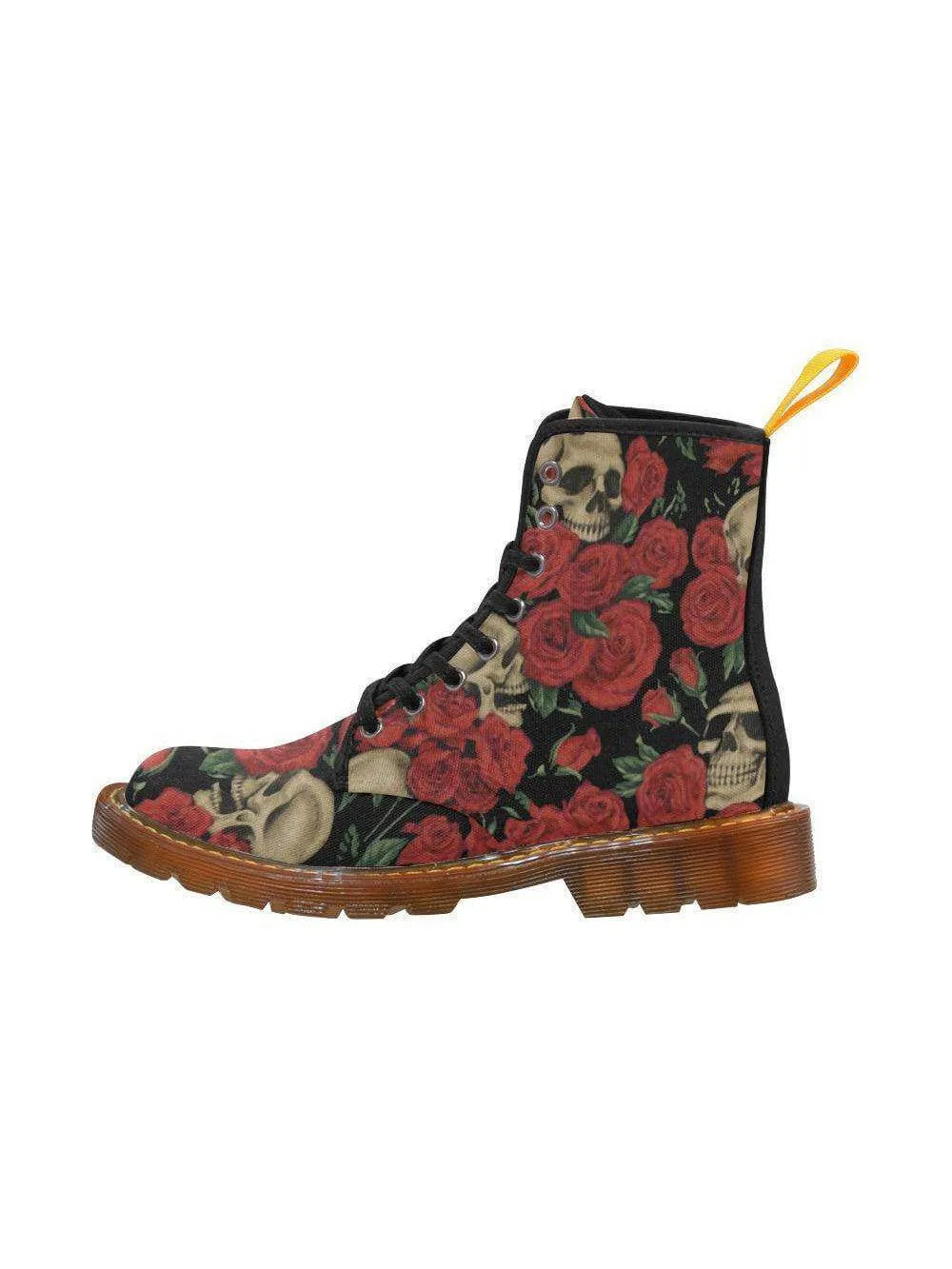 Antique Red Skulls Women's Lace Up Combat Boots [IN STOCK]