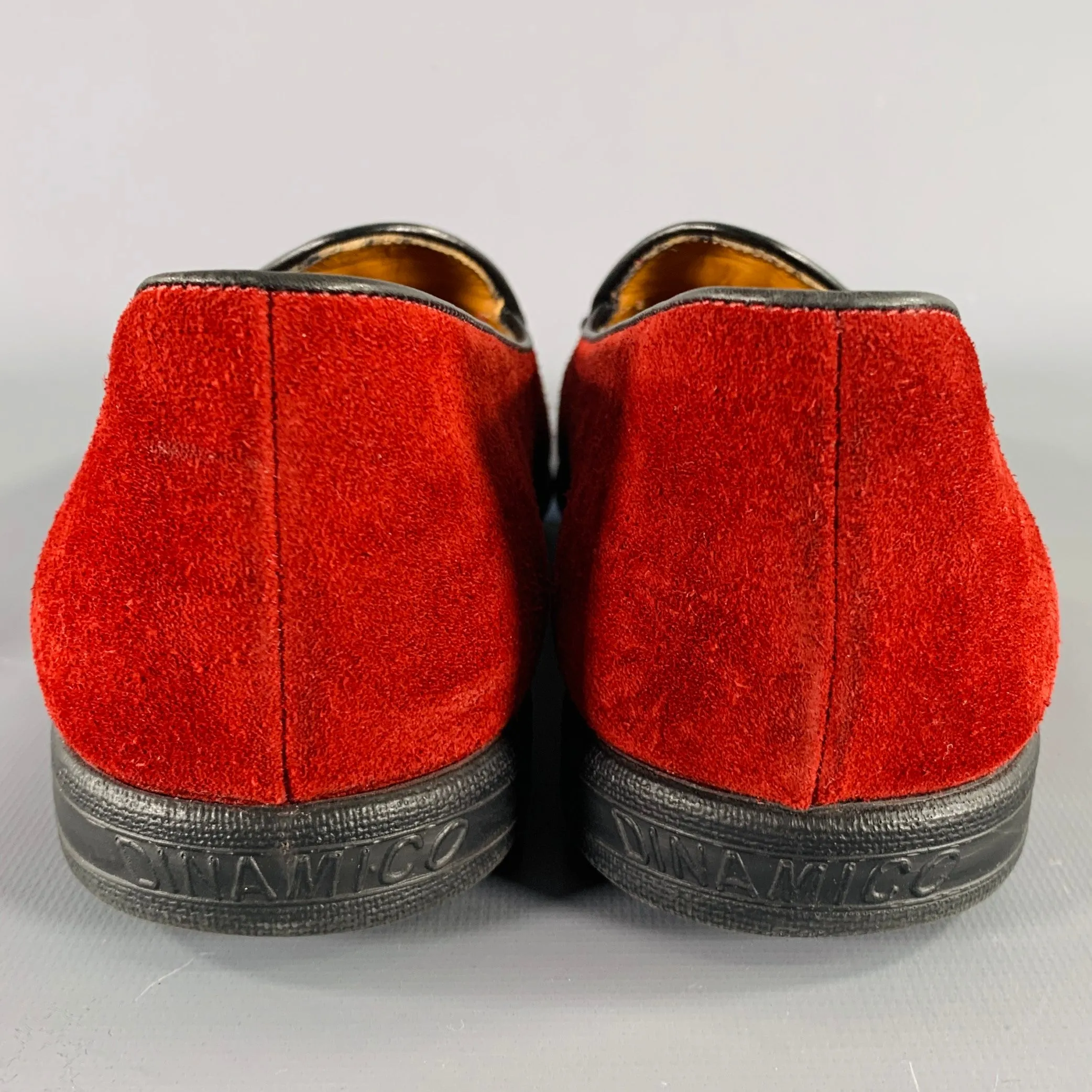A.TESTONI Size 8 Burgundy Black Contrast Trim Suede Slip On Loafers