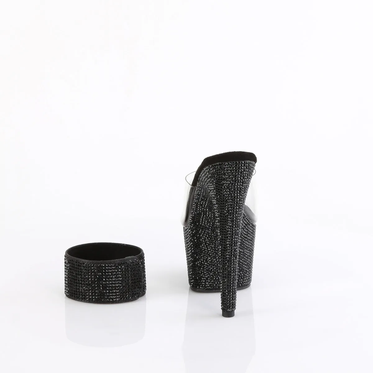 BEJEWELED-712RS Pleaser Clear/Black Sexy Platform Shoes (Pole Dancing Heels)