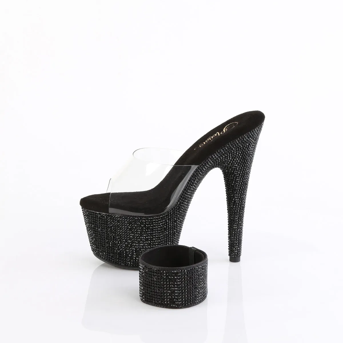 BEJEWELED-712RS Pleaser Clear/Black Sexy Platform Shoes (Pole Dancing Heels)