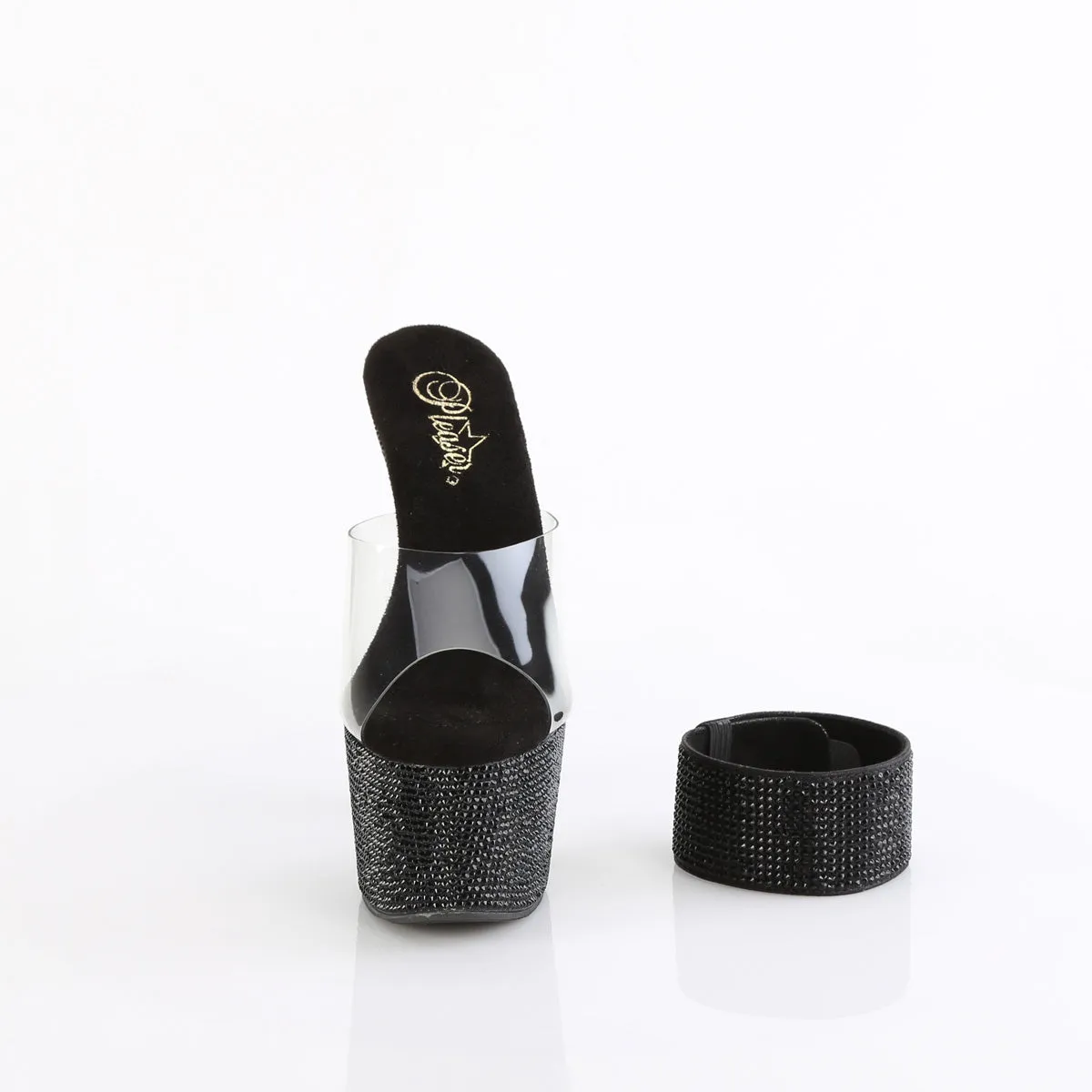 BEJEWELED-712RS Pleaser Clear/Black Sexy Platform Shoes (Pole Dancing Heels)