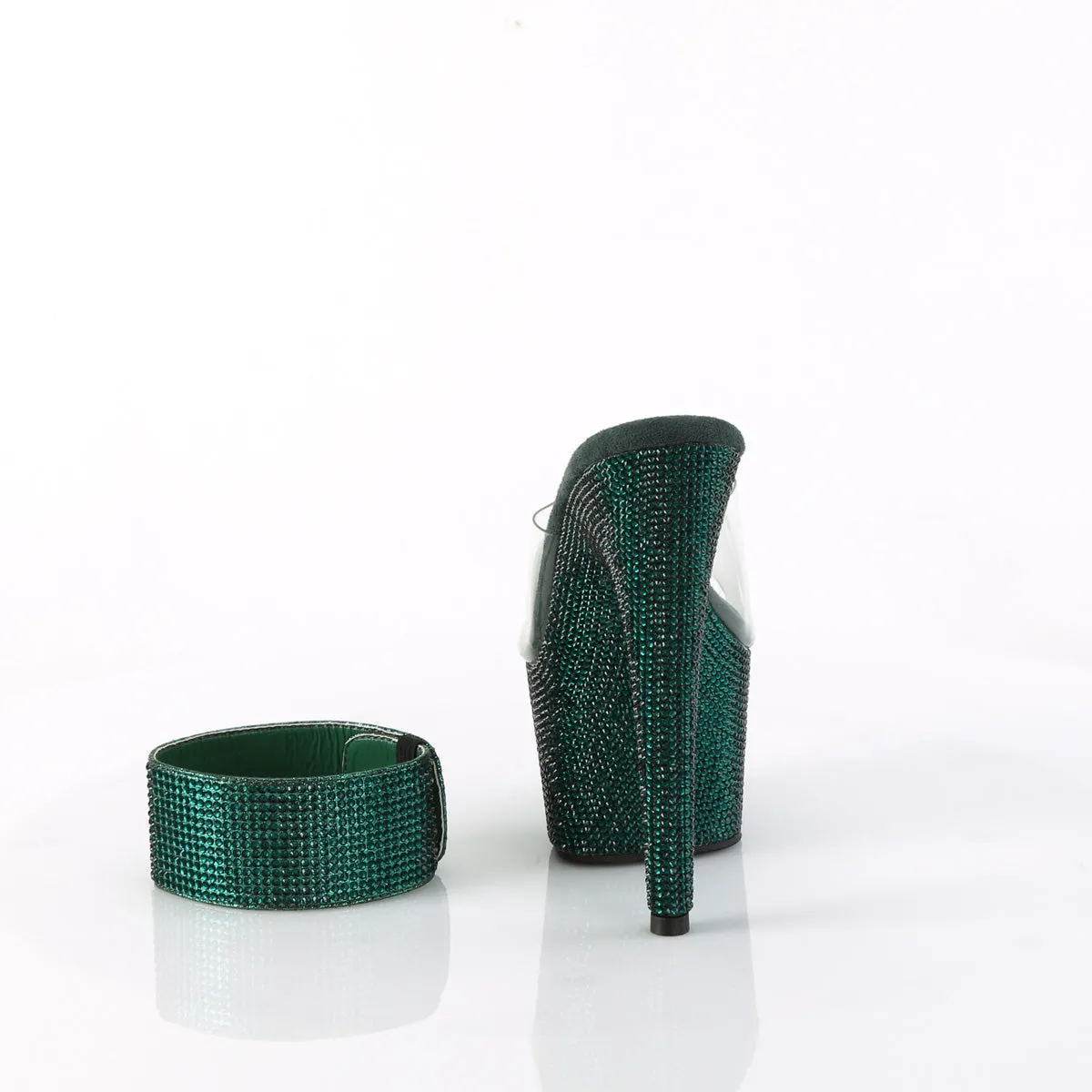 BEJEWELED-712RS Pleaser Clear/Emerald Green Sexy Platform Shoes (Pole Dancing Heels)