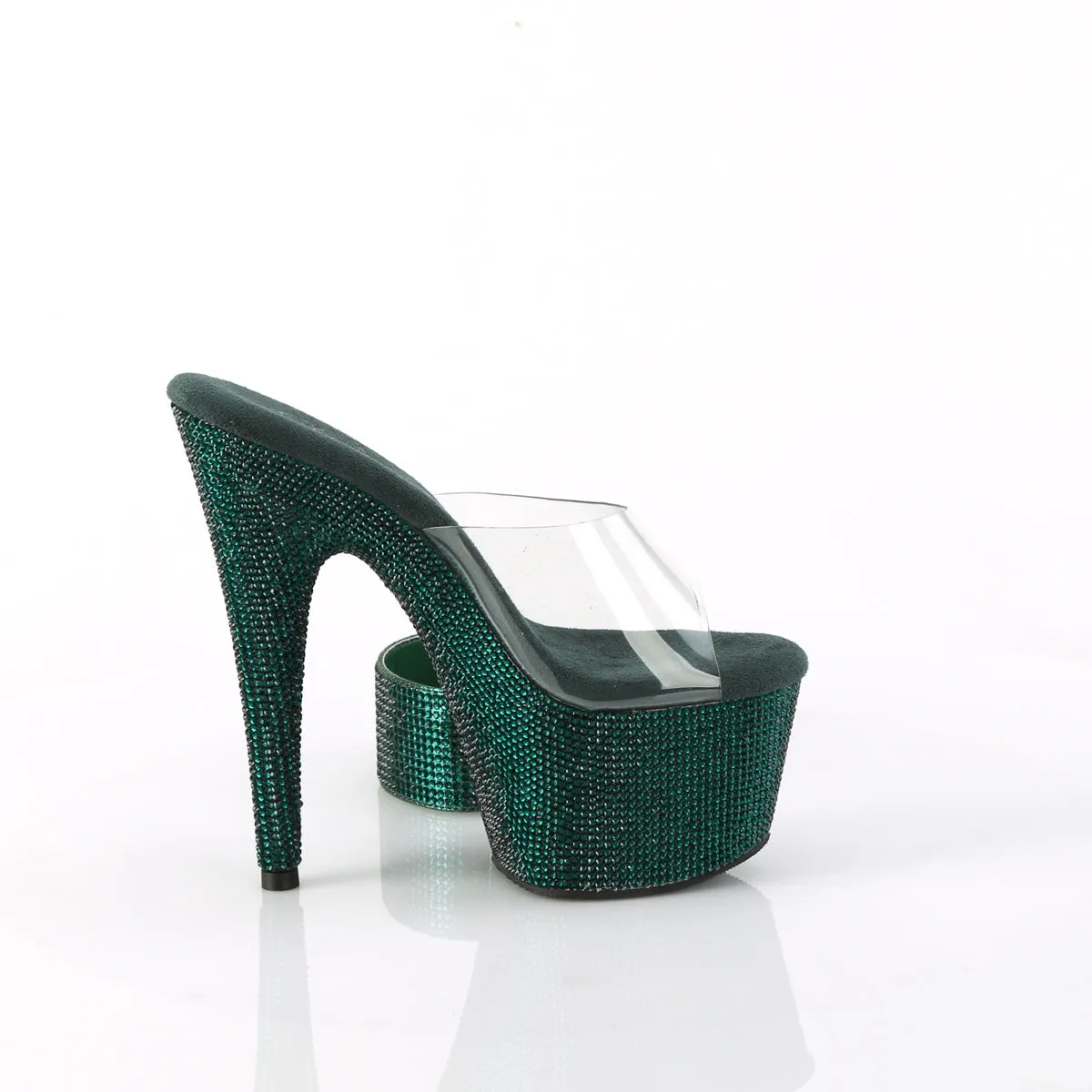 BEJEWELED-712RS Pleaser Clear/Emerald Green Sexy Platform Shoes (Pole Dancing Heels)