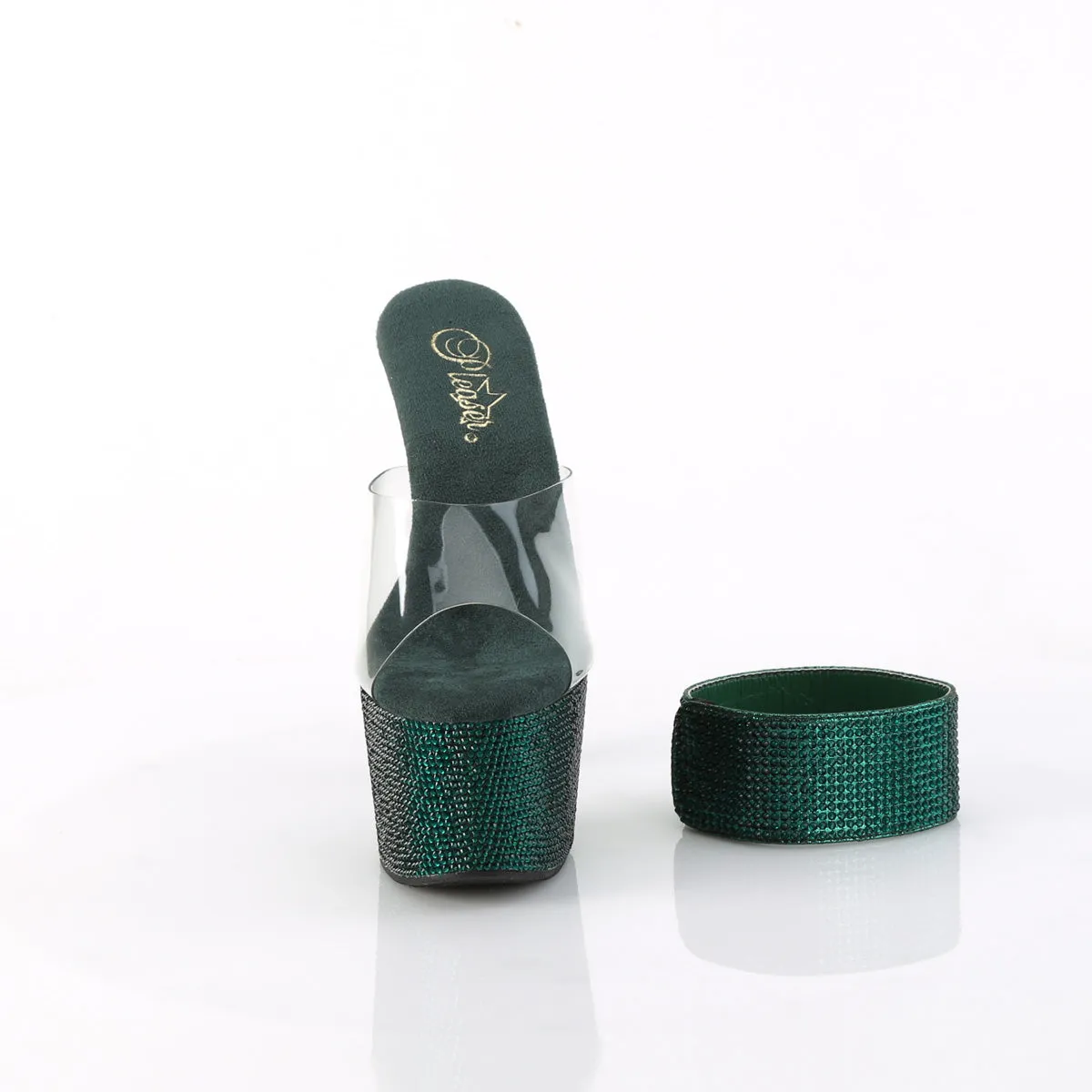BEJEWELED-712RS Pleaser Clear/Emerald Green Sexy Platform Shoes (Pole Dancing Heels)
