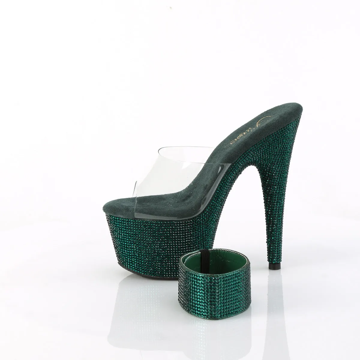 BEJEWELED-712RS Pleaser Clear/Emerald Green Sexy Platform Shoes (Pole Dancing Heels)