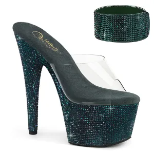 BEJEWELED-712RS Pleaser Clear/Emerald Green Sexy Platform Shoes (Pole Dancing Heels)