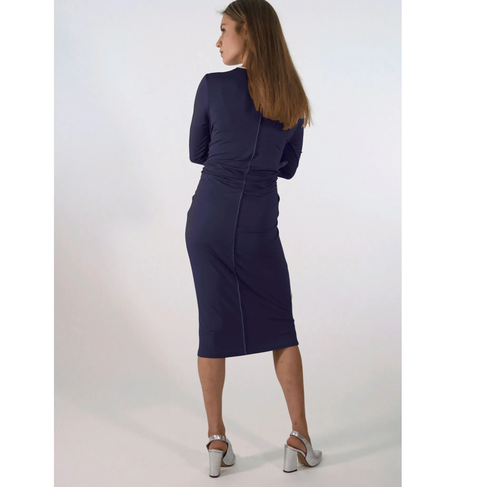 Boho Chic Dress: Stitched Navy/Camel Kintsugi