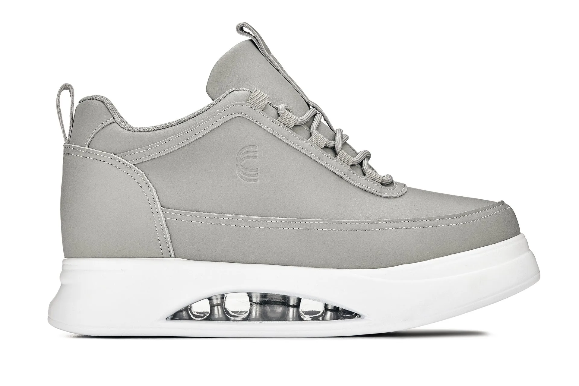 CALTO - S4927 - 3.2 Inches Taller (Dove Grey/White Sole) - Chunky Elevated Platform Sneakers