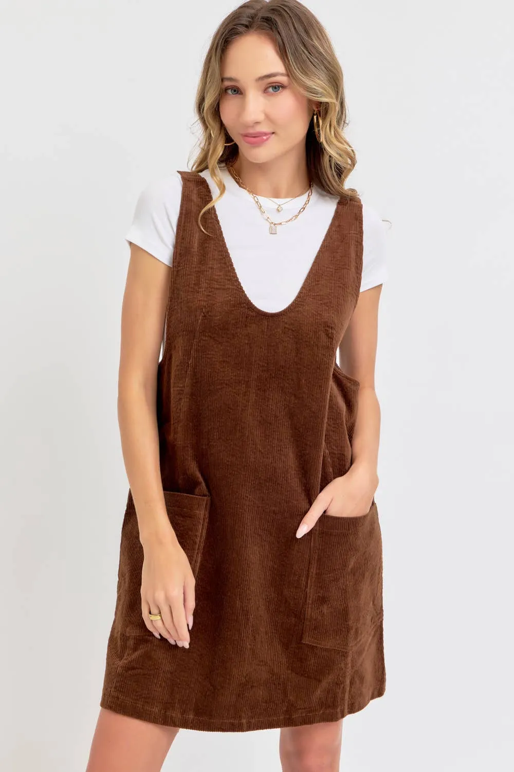 CASUAL OVERALL CORDUROY DRESS
