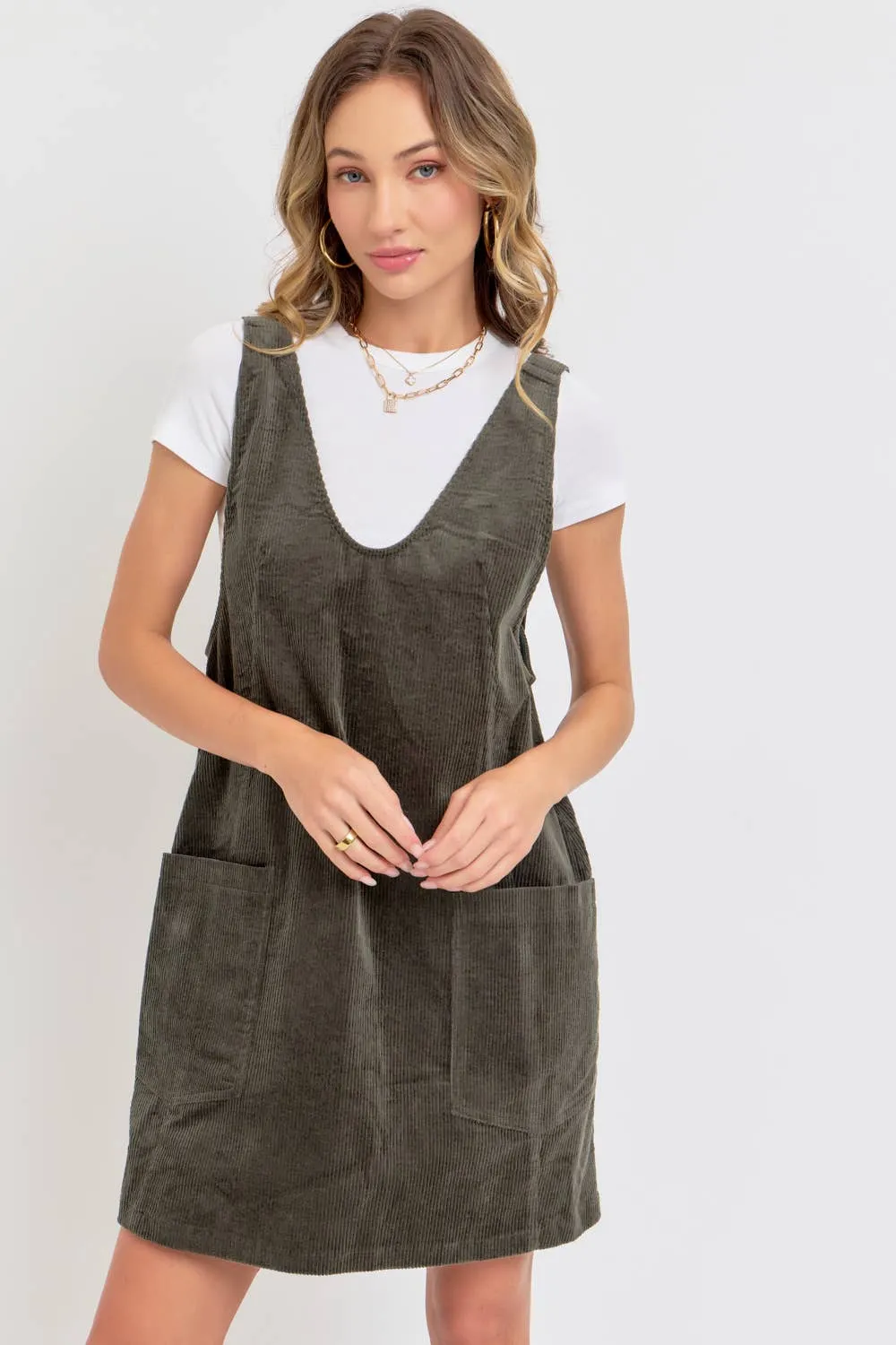 CASUAL OVERALL CORDUROY DRESS