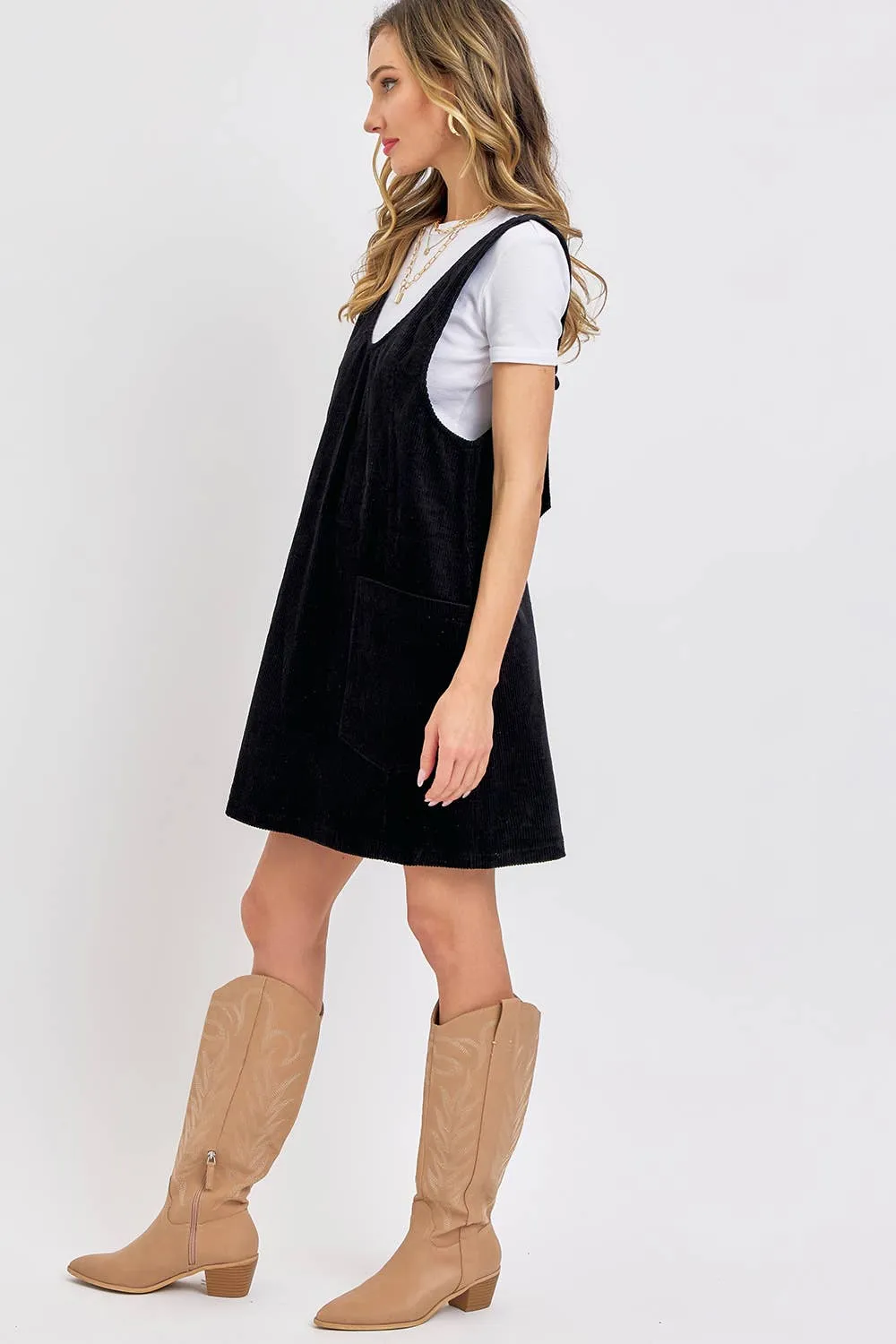 CASUAL OVERALL CORDUROY DRESS