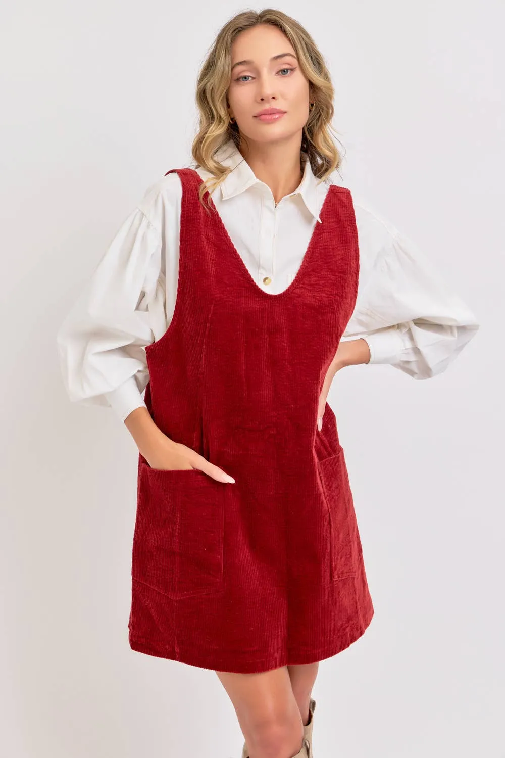 CASUAL OVERALL CORDUROY DRESS
