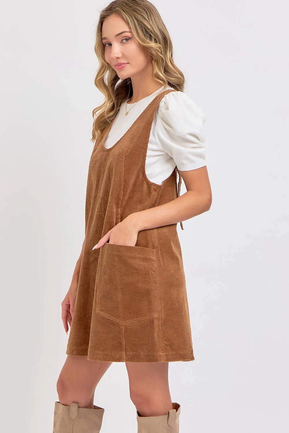 CASUAL OVERALL CORDUROY DRESS