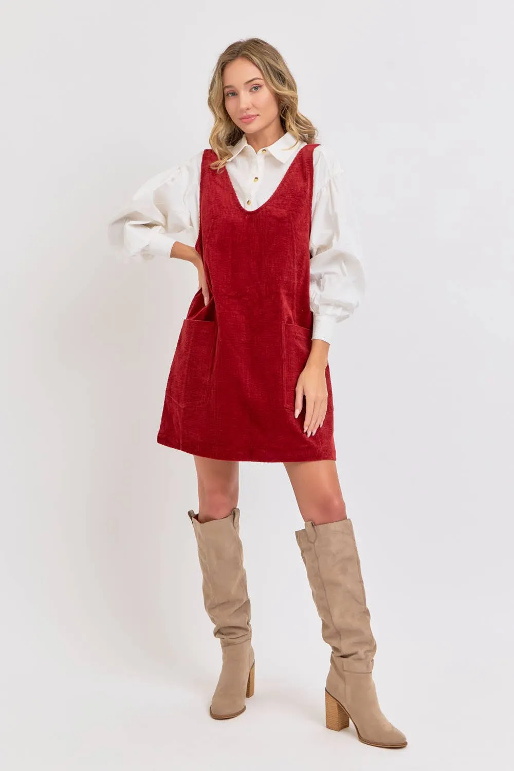 CASUAL OVERALL CORDUROY DRESS