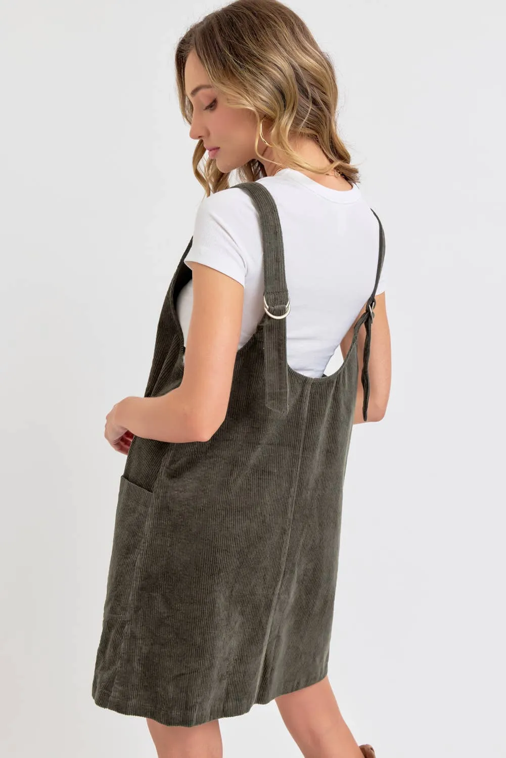 CASUAL OVERALL CORDUROY DRESS