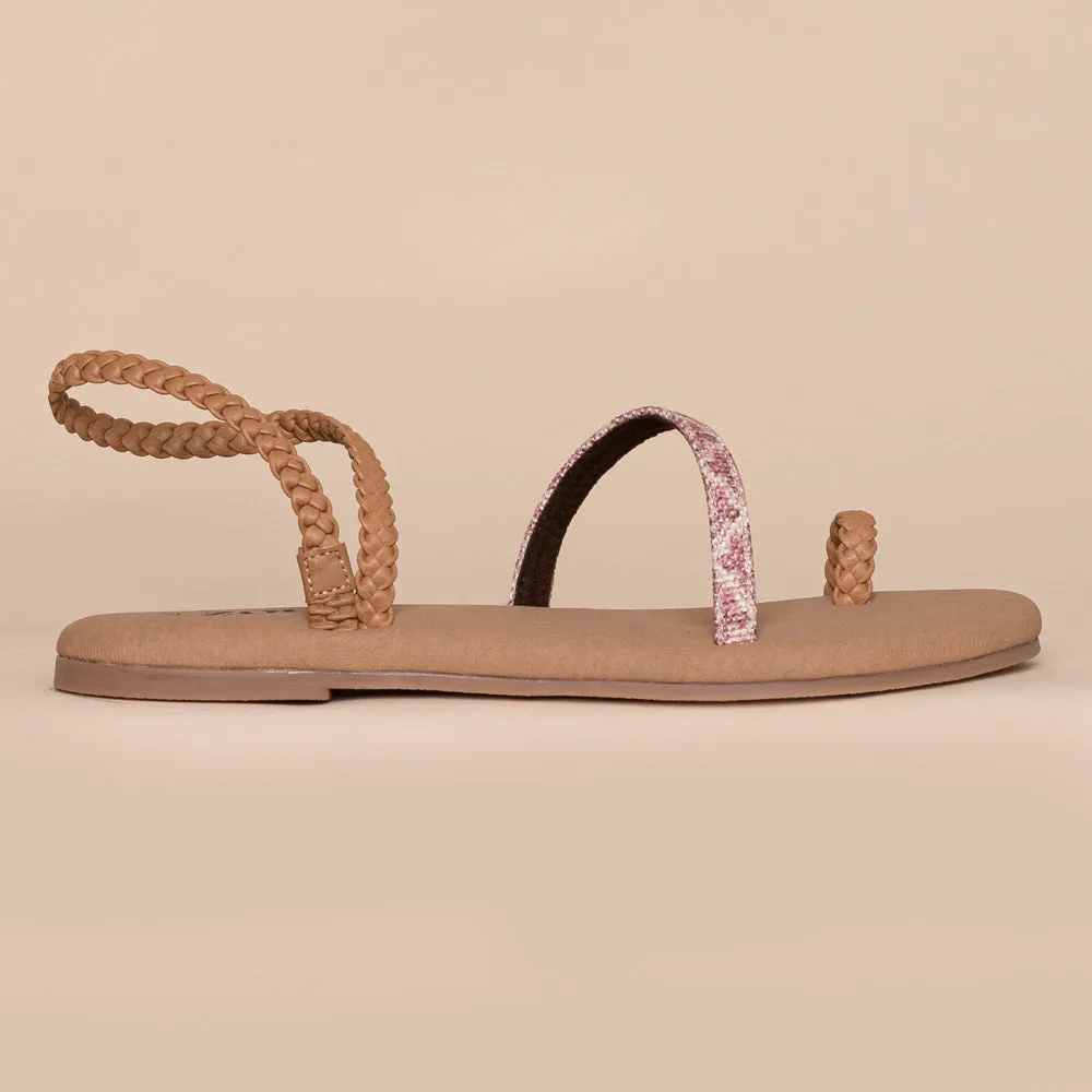 Chamoli Motif Tan Braided Sandal