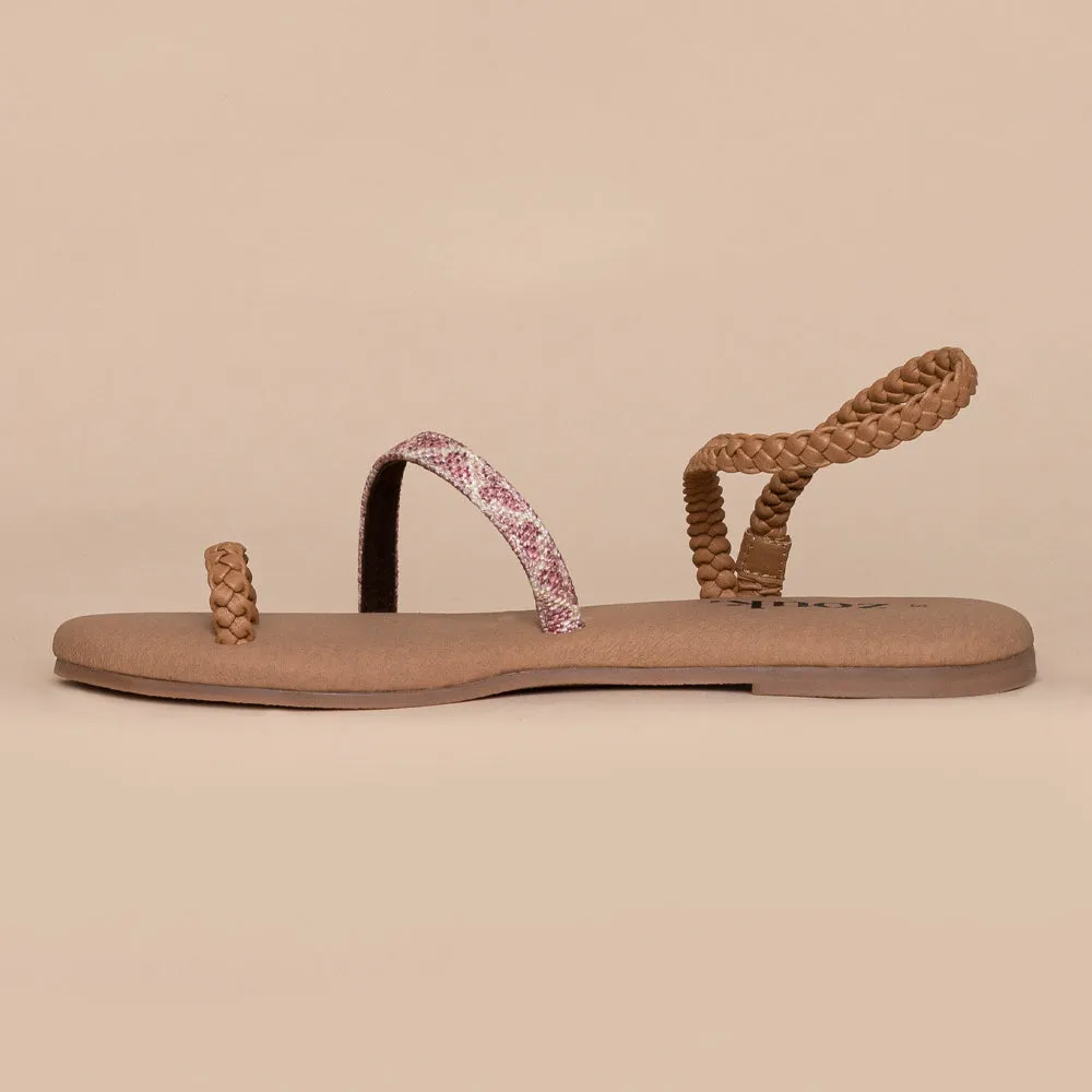 Chamoli Motif Tan Braided Sandal