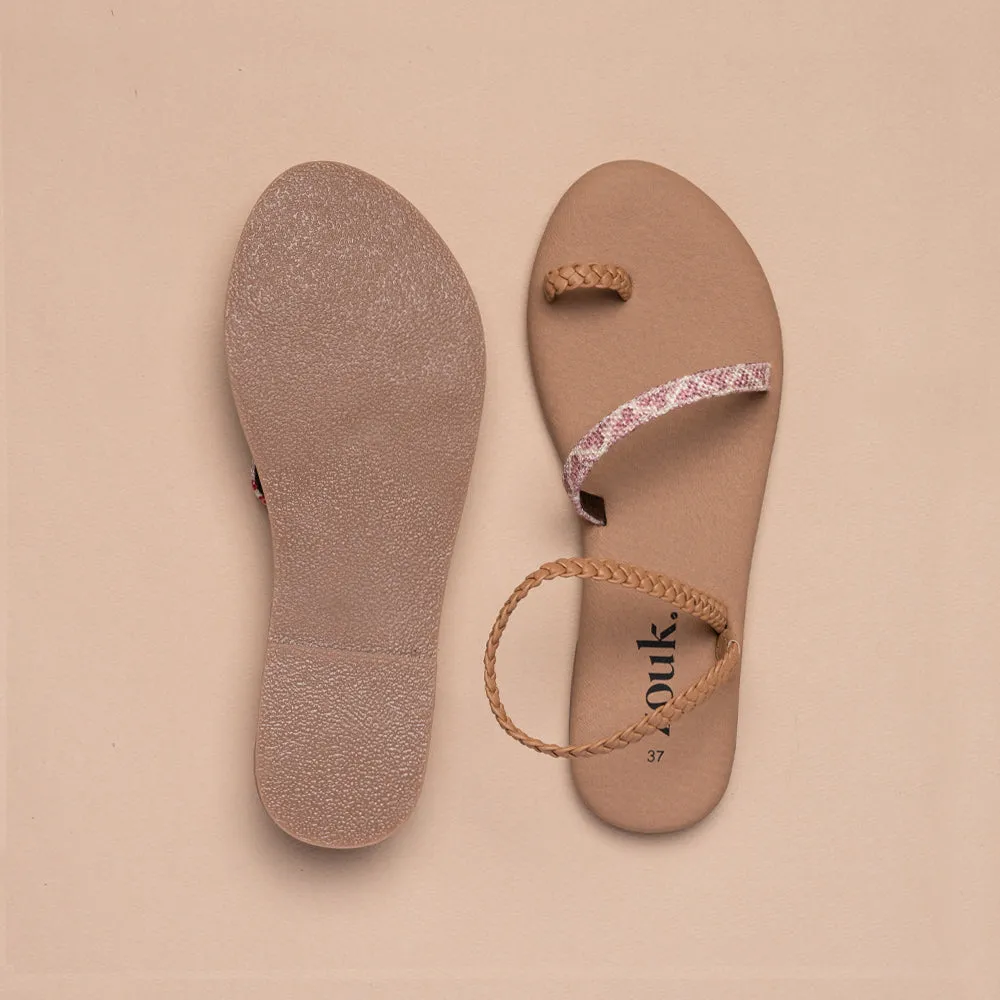Chamoli Motif Tan Braided Sandal