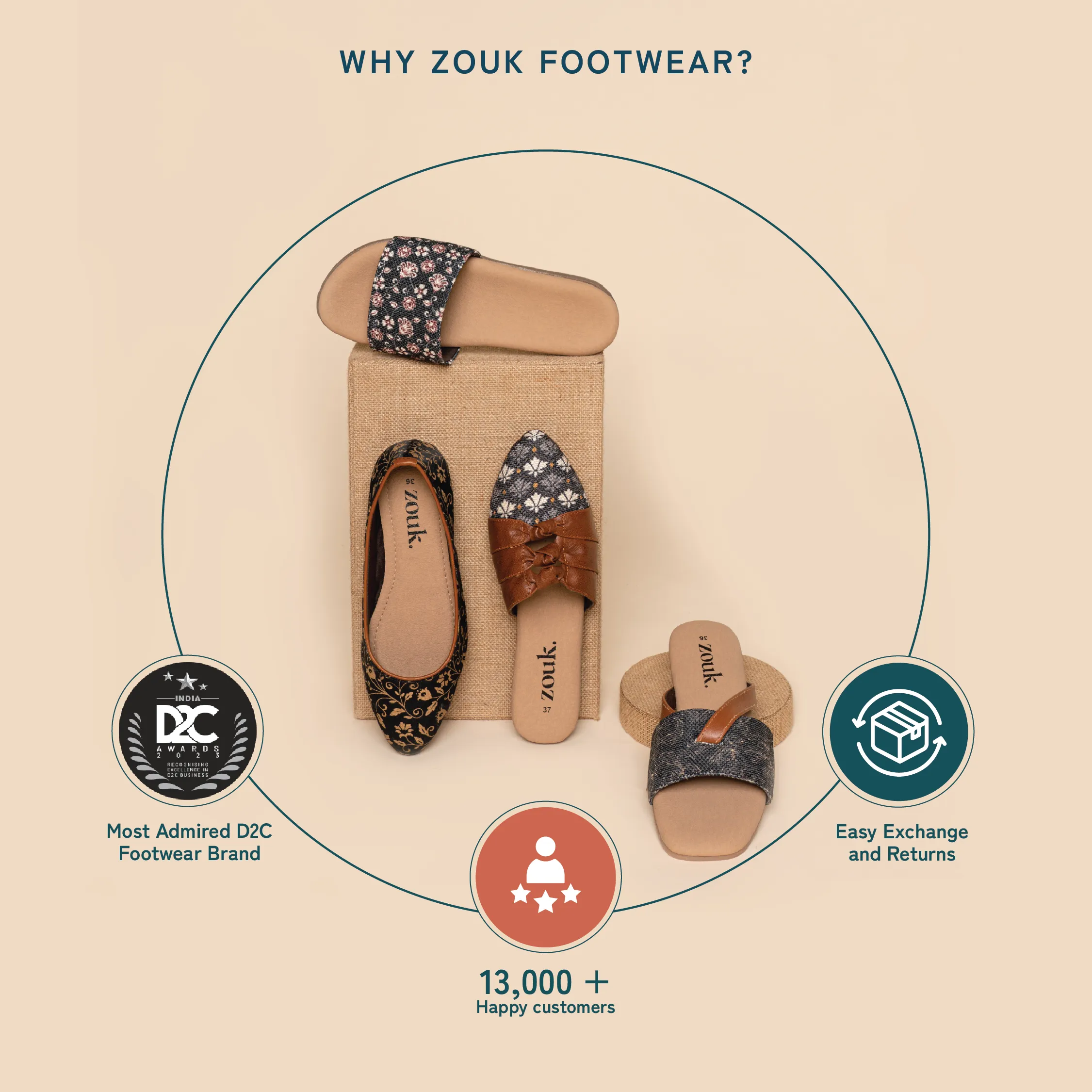 Chamoli Motif Tan Braided Sandal