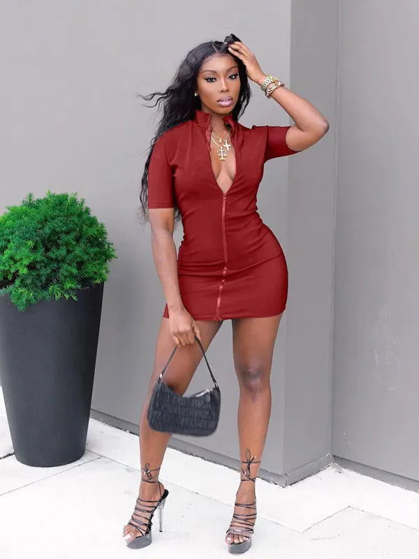 Chesty V-Neck Snug-fitting Plus Size T-shirt Mini Dresses