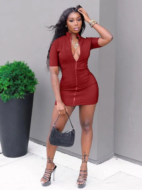 Chesty V-Neck Snug-fitting Plus Size T-shirt Mini Dresses