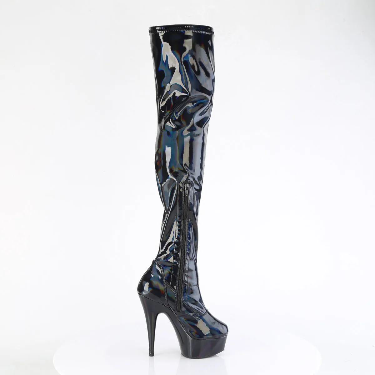 DELIGHT-3000HWR Pleaser Black Hologram Sexy Platform Shoes (Pole Dancing Heels)