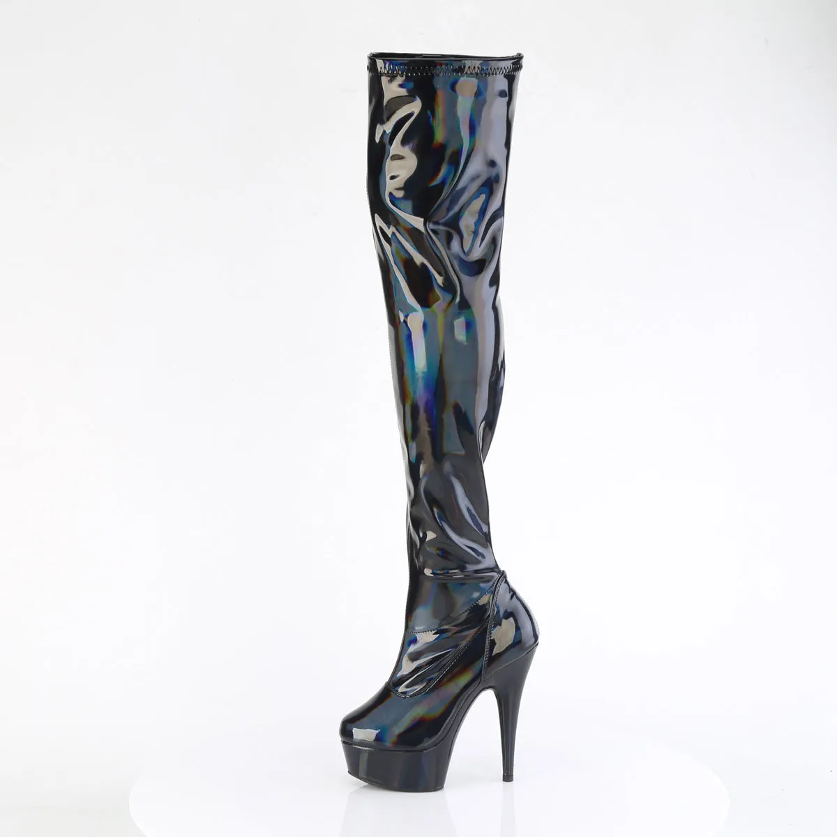 DELIGHT-3000HWR Pleaser Black Hologram Sexy Platform Shoes (Pole Dancing Heels)