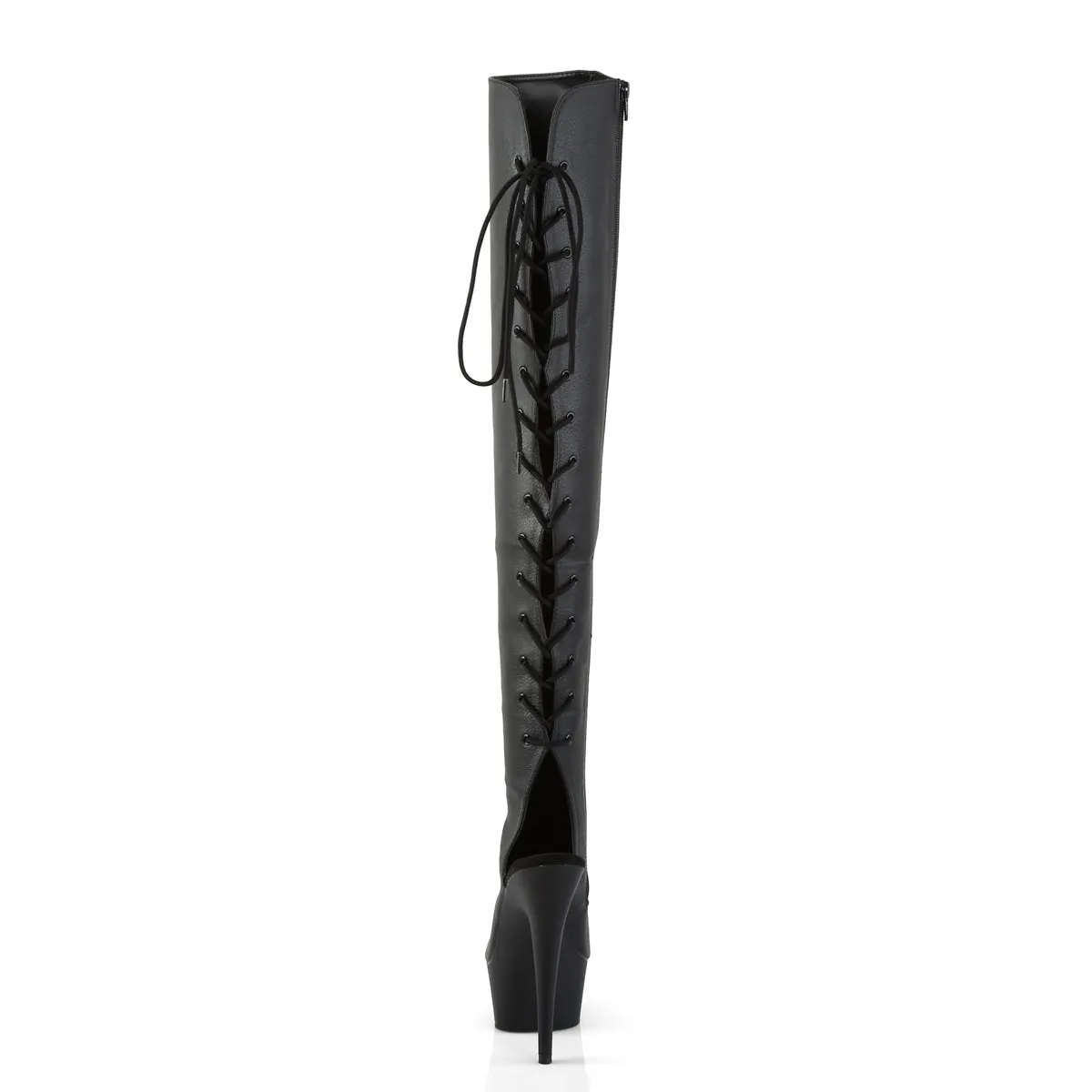 DELIGHT-3019 Pleaser Black Faux Leather Sexy Platform Shoes (Pole Dancing Heels)
