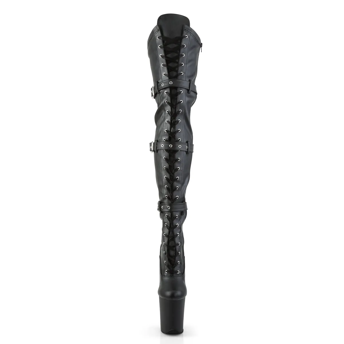 FLAMINGO-3028 Pleaser Black Faux Leather Sexy Platform Shoes (Pole Dancing Heels)