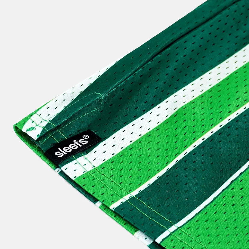 Green Stripes Teddy Shorts - 7"